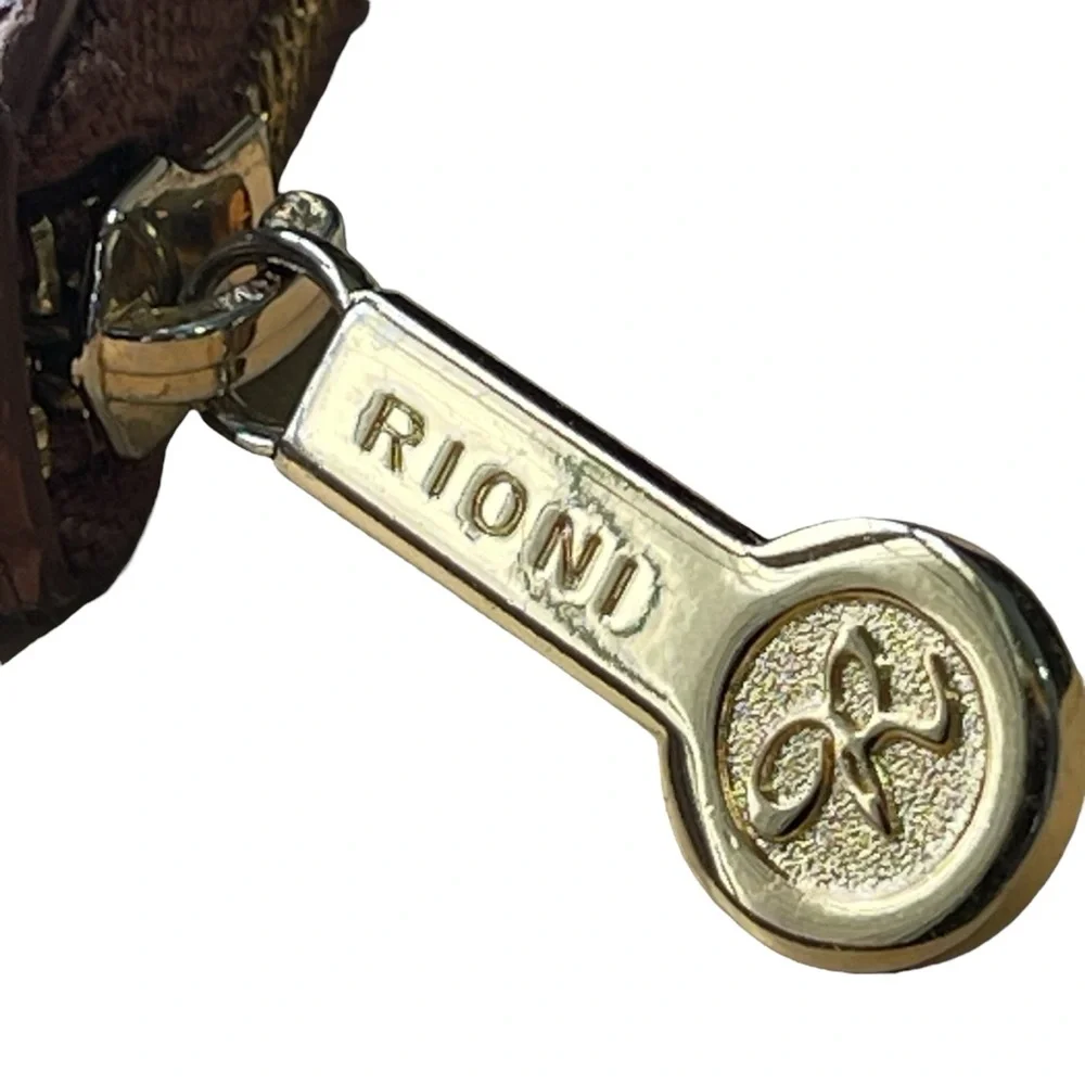 Rioni Isla Button Zip Croc Embossed Leather Wallet